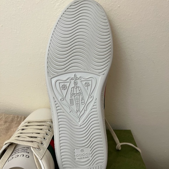 NIB GUCCI Men\'s Freya Hartas Ace Sneaker In White Leather Size US 10.5 G 10 main image 10